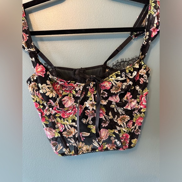 Victoria’s Secret Dream Angels Black Floral Unlined Bra Top Bustier - Picture 5 of 7